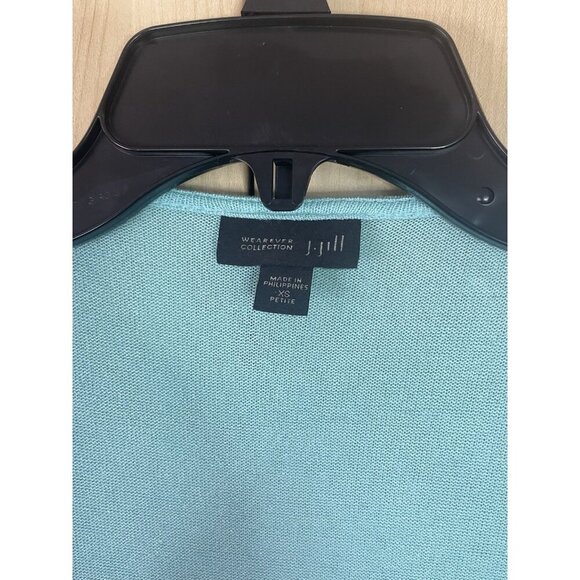 J. Jill Women's Sz XS Petite Teal Linen Blend Open Duster Cardigan Sweater Top - Picture 3 of 5